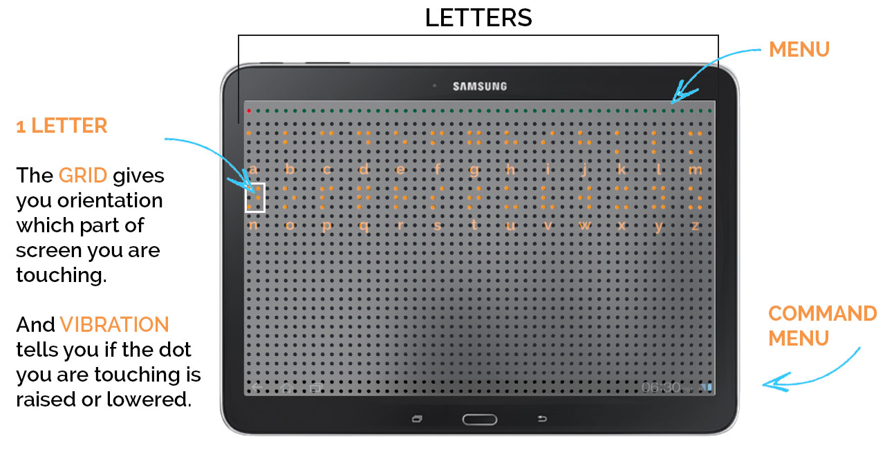Special grid allows user to get the feeling of the space on a flat touch screen