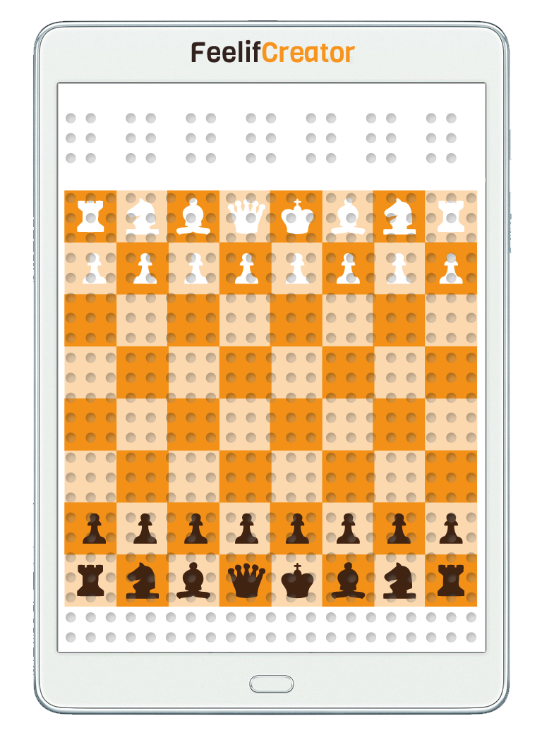 Chess digital game for blind. Layout over the whole screen