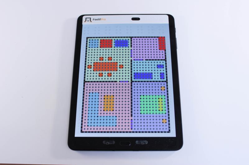the tactile escape room game is presented on a Feelif pro.